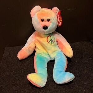 Vintage 1996 Ty Beanie Baby Peace Bear with Tag